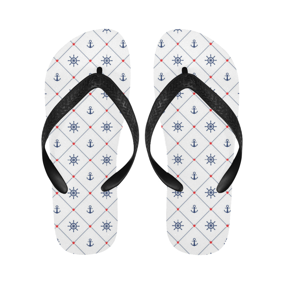 Anchor rudder nautical design pattern Unisex Flip Flops