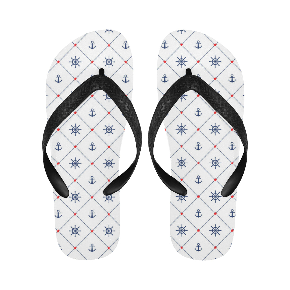 Anchor rudder nautical design pattern Unisex Flip Flops