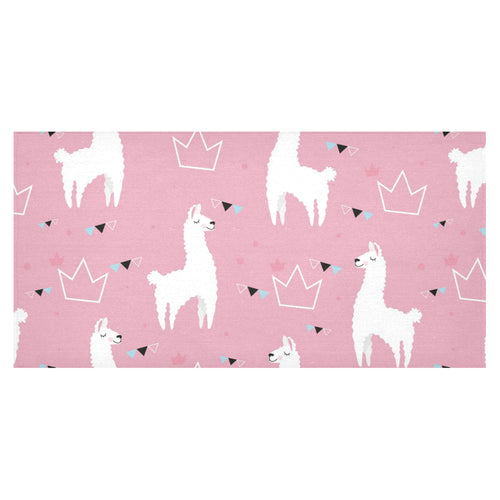 Llama Alpaca pink background Tablecloth