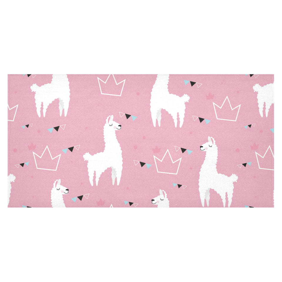 Llama Alpaca pink background Tablecloth