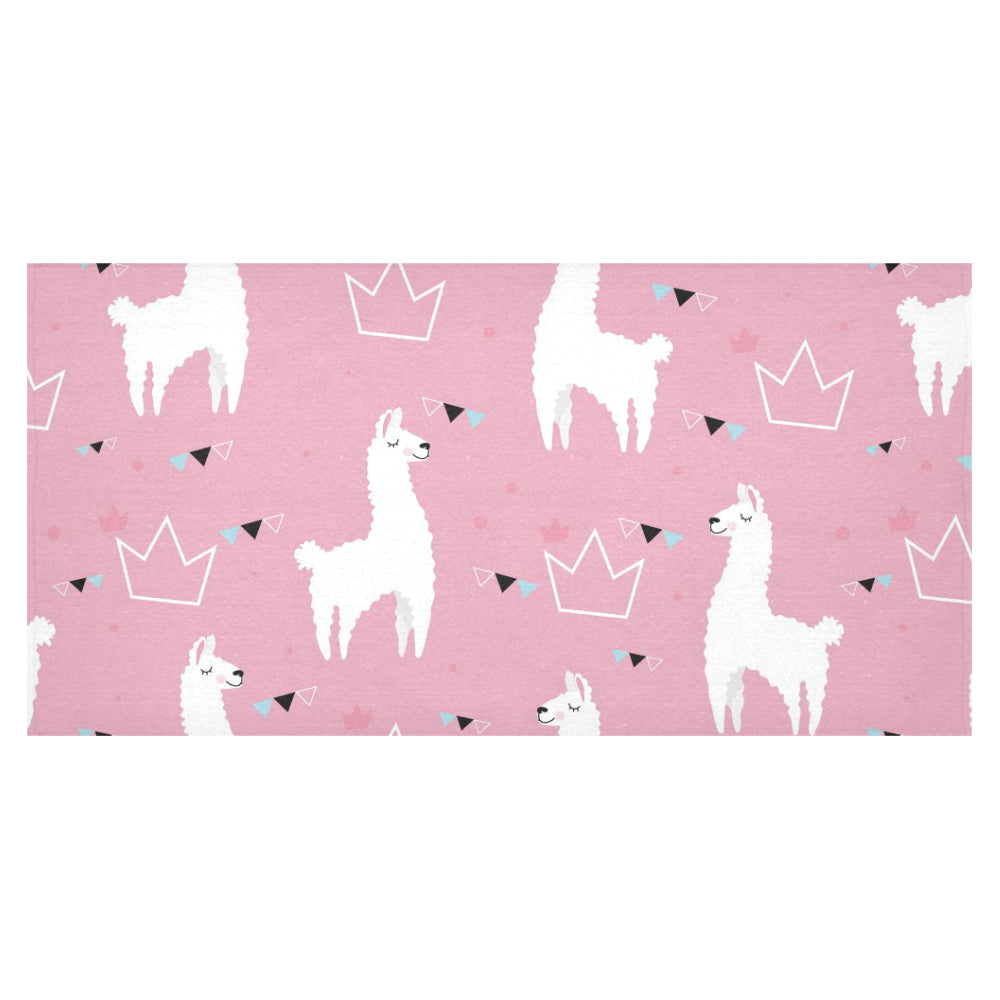Llama Alpaca pink background Tablecloth