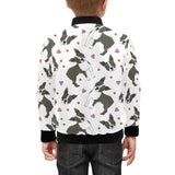 Boston terrier dog hearts vector pattern Kids' Boys' Girls' Bomber Jacket