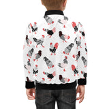Cool rooster chicken cock floral ornament backgrou Kids' Boys' Girls' Bomber Jacket