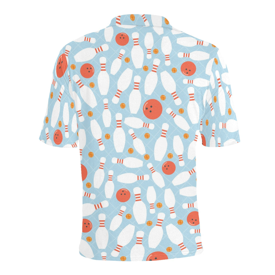Bowling ball bowling pins blue blackground Men's All Over Print Polo Shirt