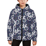 Bicycle Pattern Print Design 03 Kids' Boys' Girls' Padded Hooded Jacket