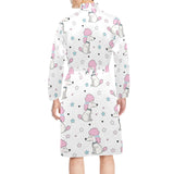 Cute poodle dog star pattern Men's Long Sleeve Belted Night Robe