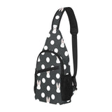 Cute white rabbit polka dots black background All Over Print Chest Bag