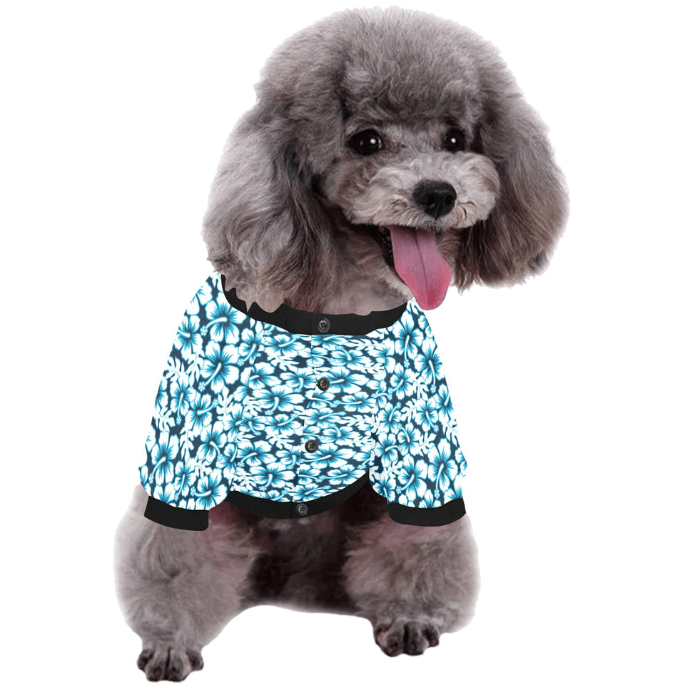 Hibiscus Pattern Print Design 04 All Over Print Pet Dog Round Neck Fuzzy Shirt