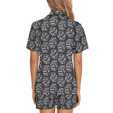 Dice Pattern Print Design 01 Women's V-Neck Short Pajama Set