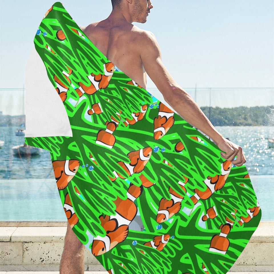 Clown Fish Pattern Print Design 01 Beach Towel