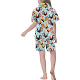 Rooster chicken cock snowfalke Kids' Boys' Girls' V-Neck Short Pajama Set
