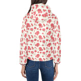 Rose Pattern Print Design 01 Women's Padded Hooded Jacket