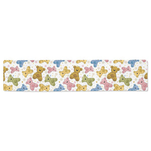 Teddy Bear Pattern Print Design 01 Table Runner