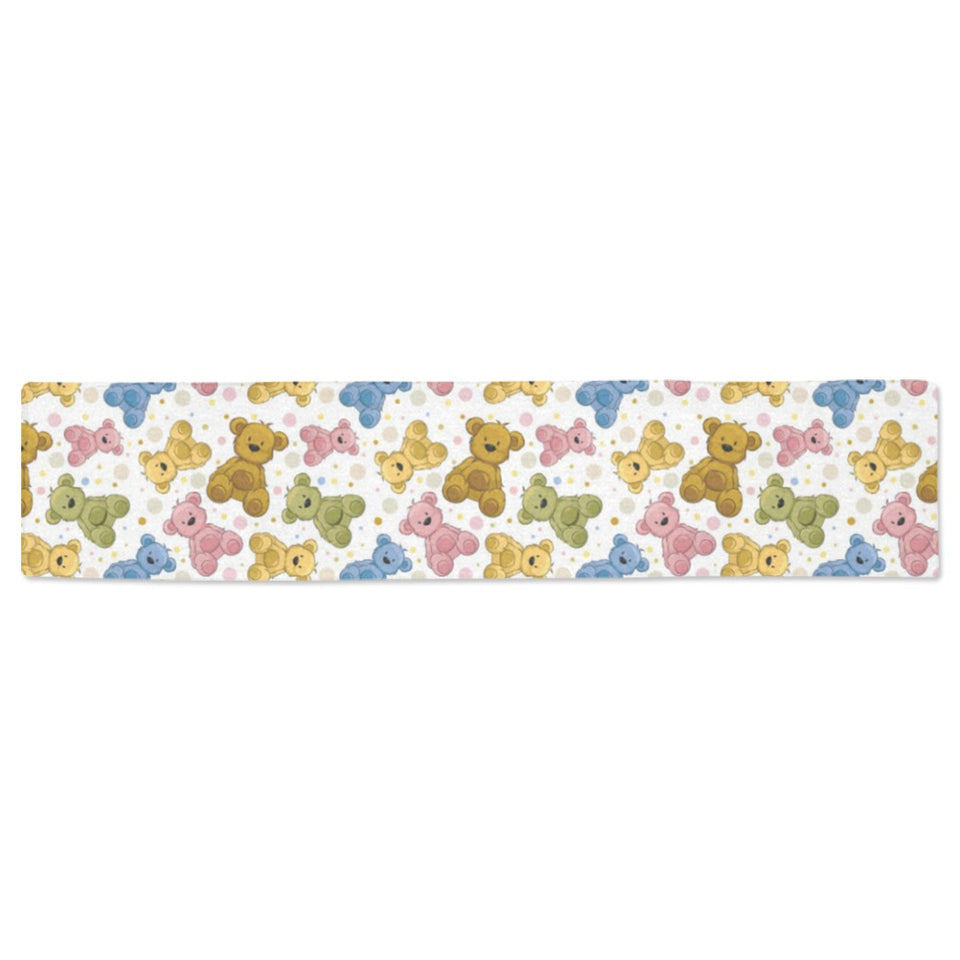 Teddy Bear Pattern Print Design 01 Table Runner