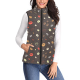 Coffee bean leave pattern Women's Padded Vest