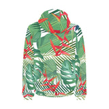 heliconia palm and monstera leaves pattern Men's Padded Hooded Jacket