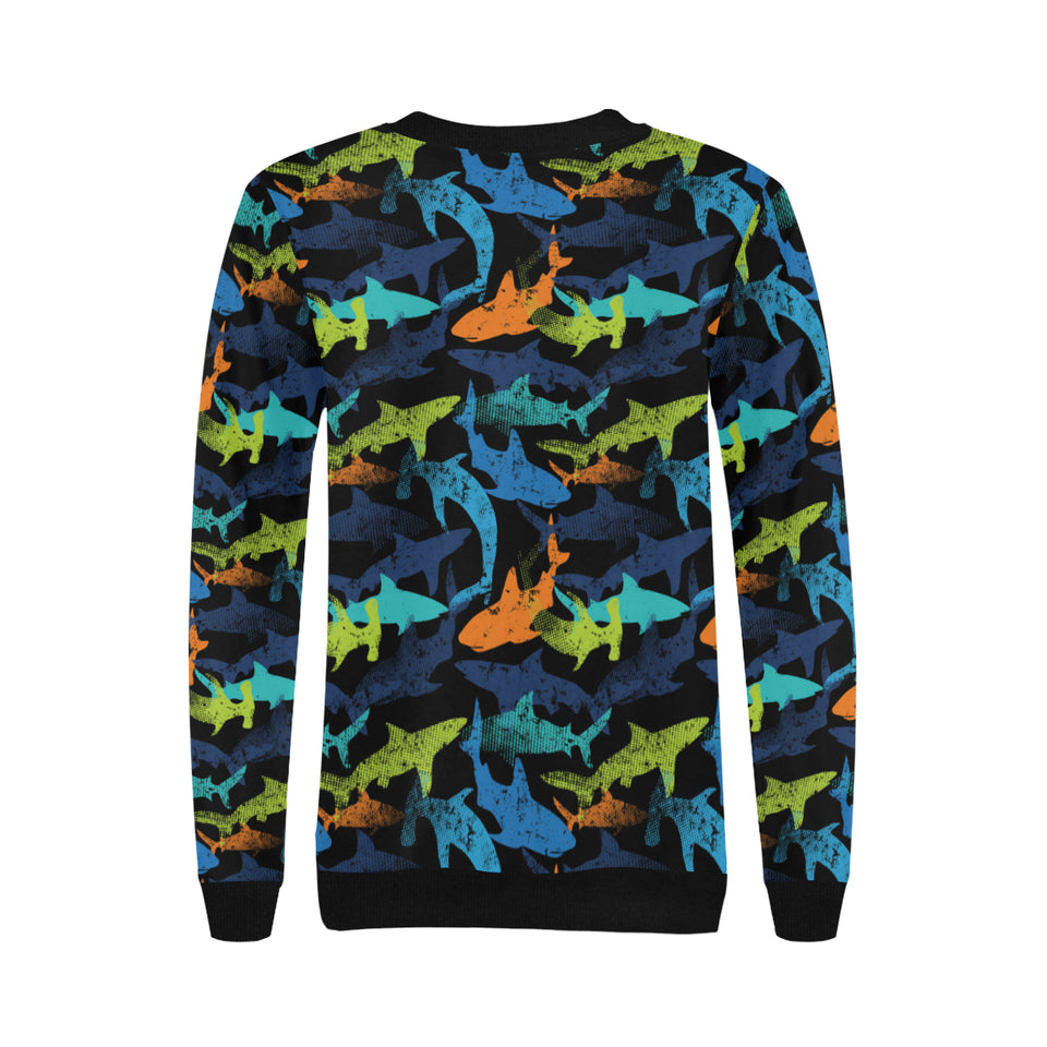 Colorful shark Women's Crew Neck Sweatshirt