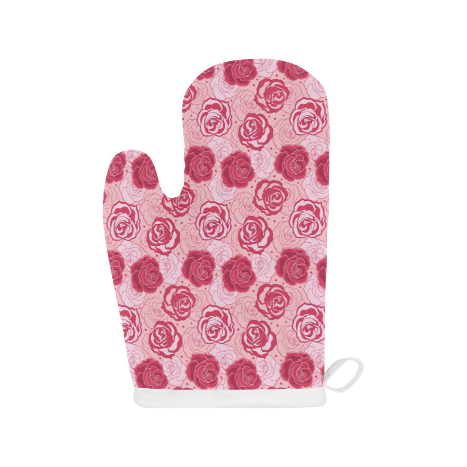 Rose Pattern Print Design 02 Heat Resistant Oven Mitts