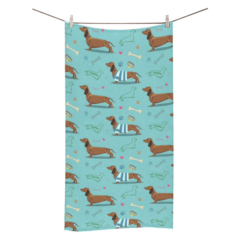 Dachshund decorative background Bath Towel