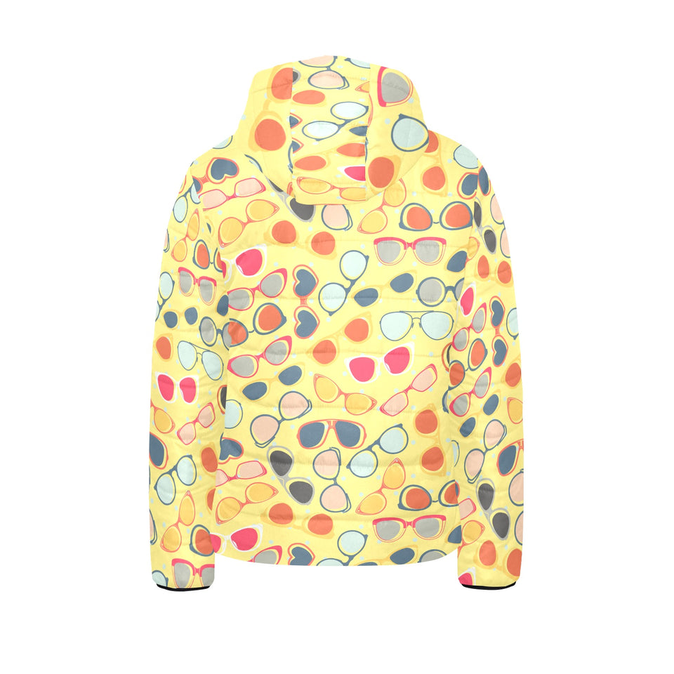 Sun Glasses Pattern Print Design 05 Kids' Boys' Girls' Padded Hooded Jacket