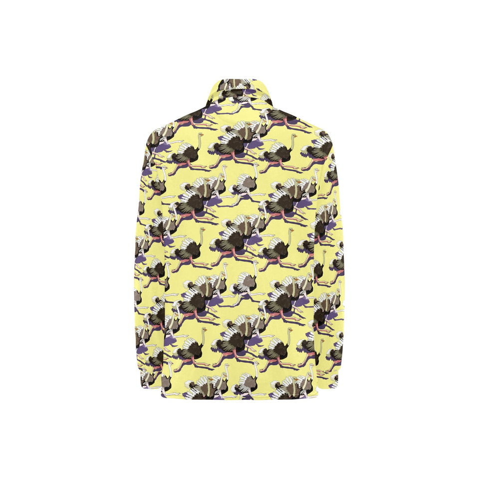 Ostrich Pattern Print Design 04 Women's Long Sleeve Polo Shirt