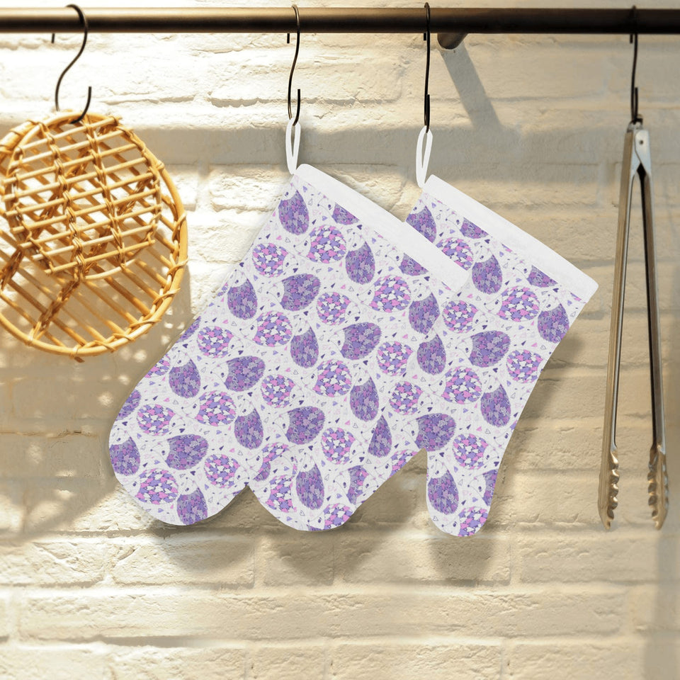 Hedgehog Pattern Print Design 05 Heat Resistant Oven Mitts