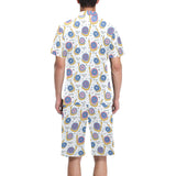 Snail Pattern Print Design 05 Men's V-Neck Short Pajama Set