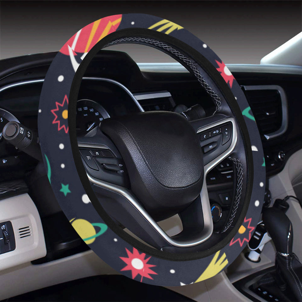 colorful space pattern planet star Car Steering Wheel Cover