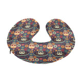 Sugar skulls flower maxican pattern U-Shaped Travel Neck Pillow