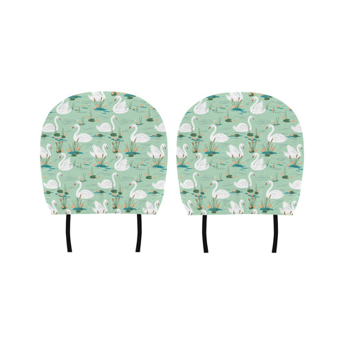 White swan lake pattern Car Headrest Cover