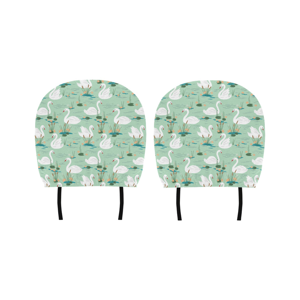White swan lake pattern Car Headrest Cover