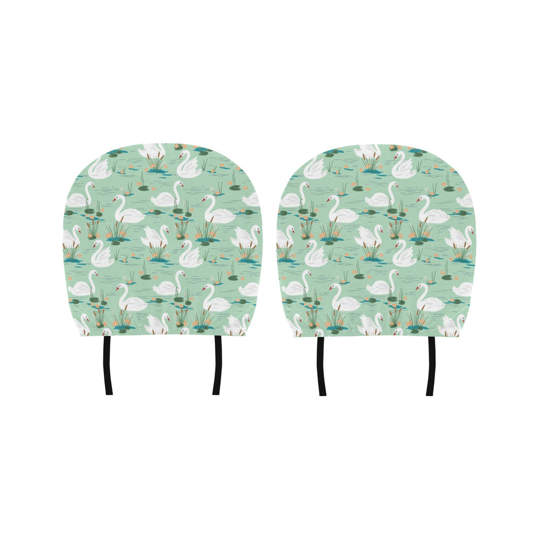 White swan lake pattern Car Headrest Cover