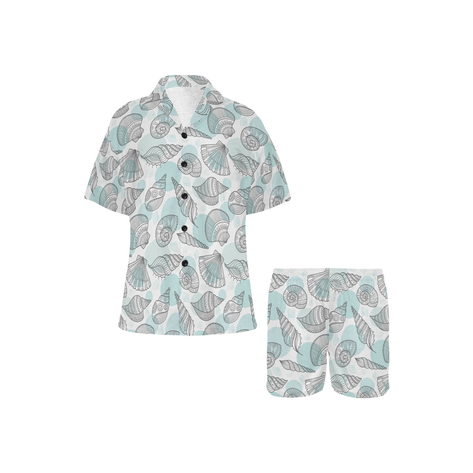 Shell polynesian tribal Women's V-Neck Short Pajama Set