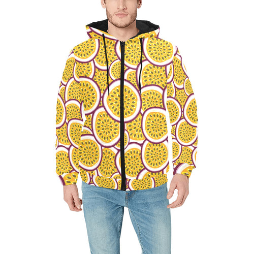 Passion fruits slice pattern Men's Padded Hooded Jacket
