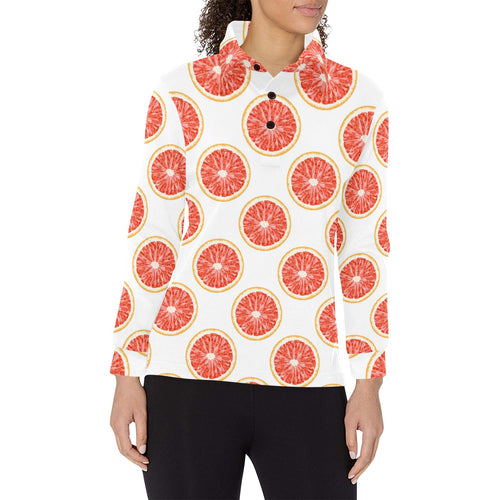 Grapefruit pattern Women's Long Sleeve Polo Shirt
