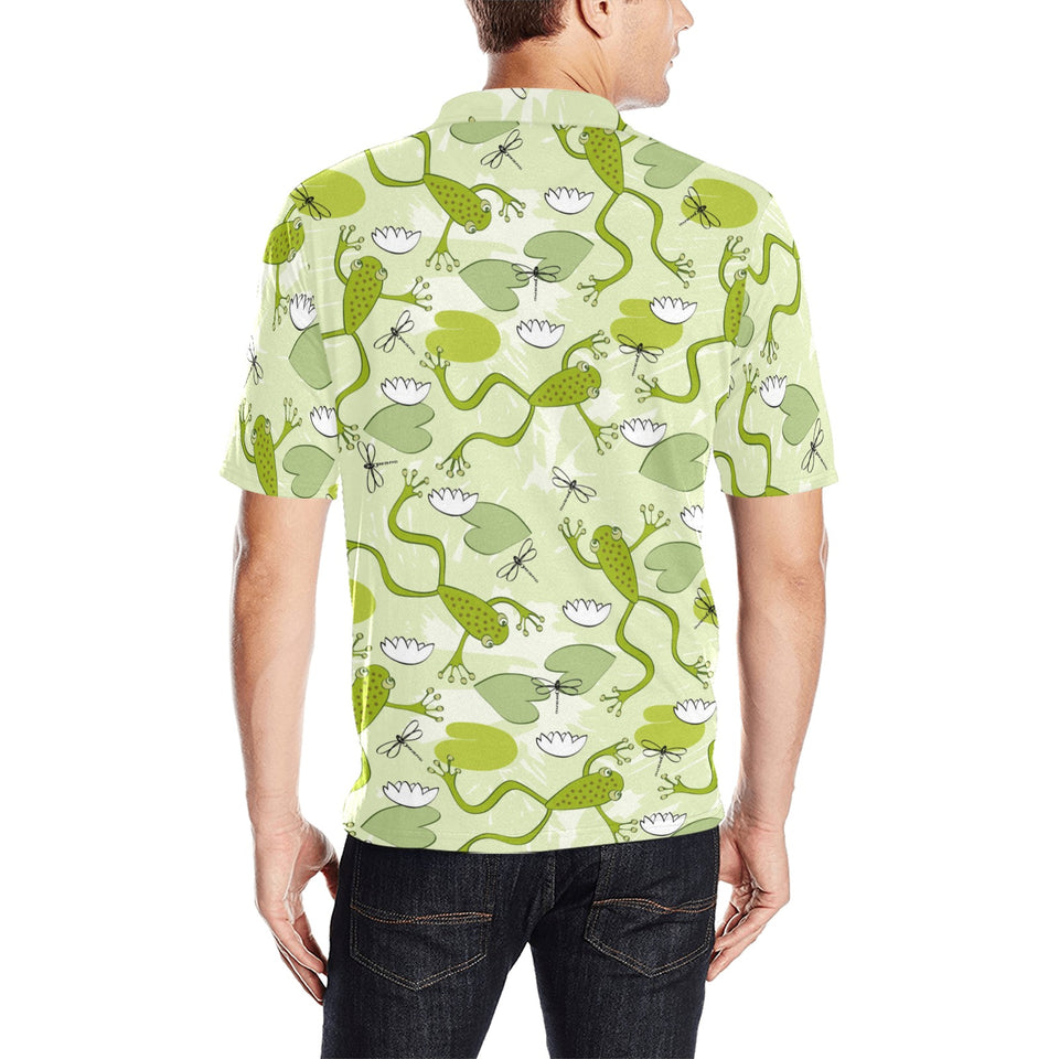 Cute frog dragonfly pattern Men's All Over Print Polo Shirt