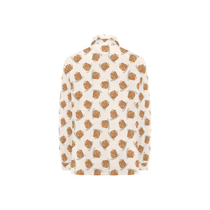 Pancake Pattern Print Design 01 Women's Long Sleeve Polo Shirt
