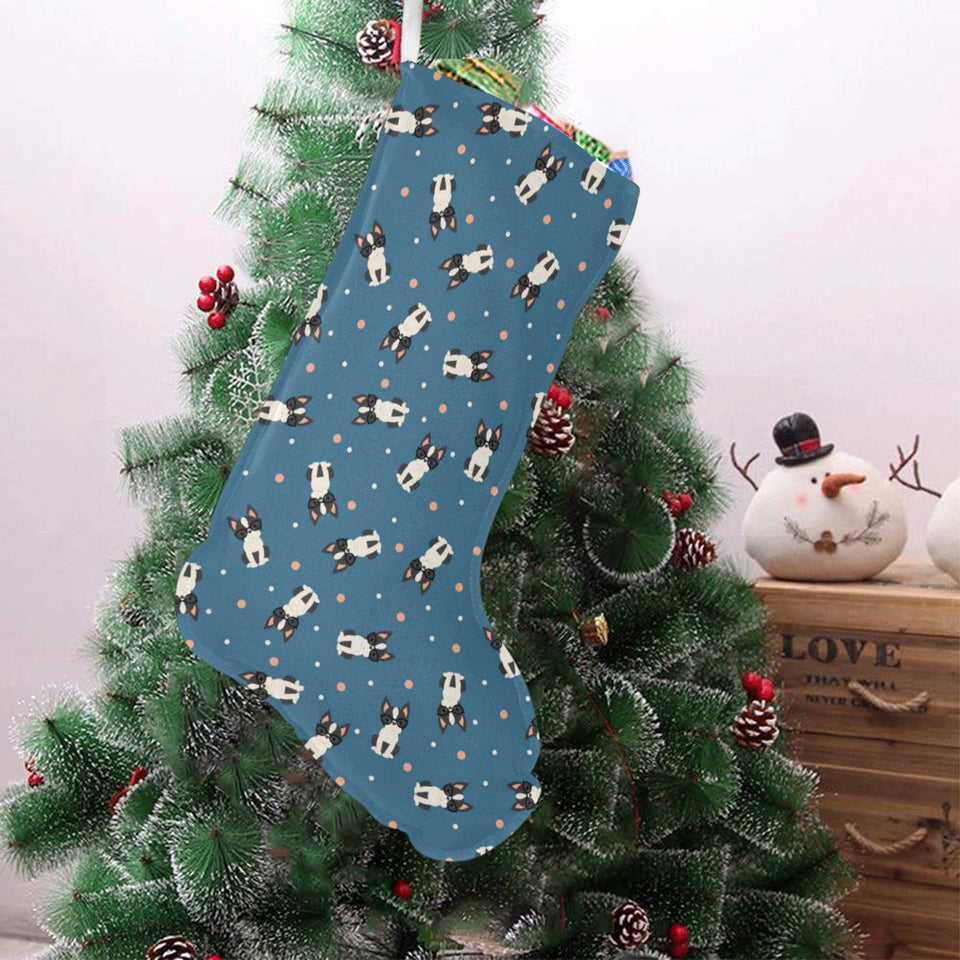 Cute boston terrier dog spattern Christmas Stocking