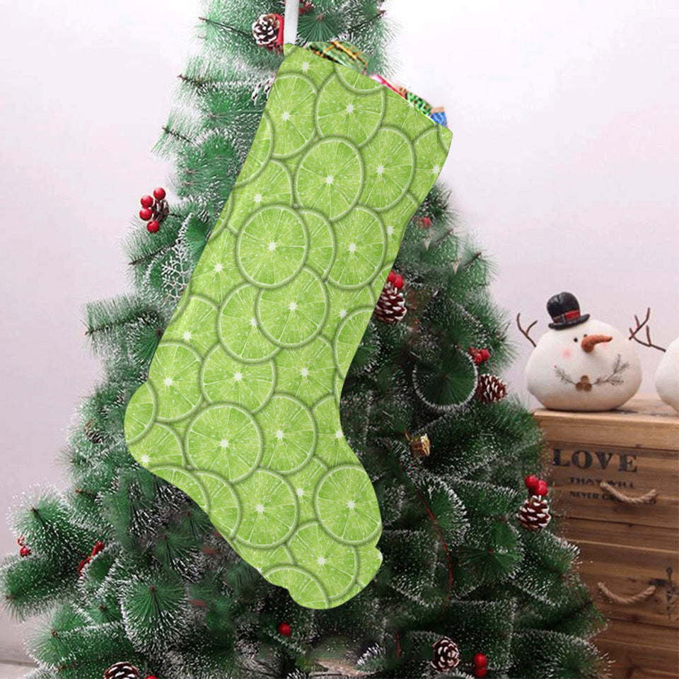 Slices of Lime pattern Christmas Stocking