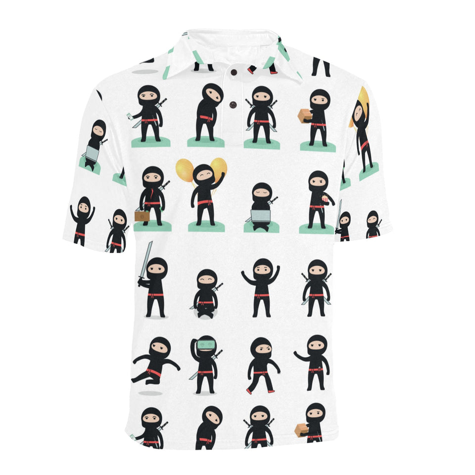 Cute ninja katana sword pattern Men's All Over Print Polo Shirt