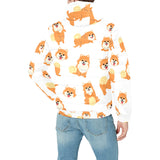 Brown pomeranian pattern Men's Padded Hooded Jacket