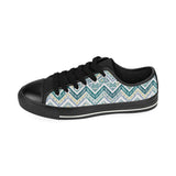 zigzag  chevron paint design pattern Men's Low Top Canvas Shoes Black