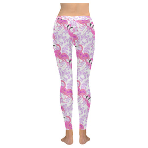 Pink flamingo flower pattern Women's Legging Fulfilled In US