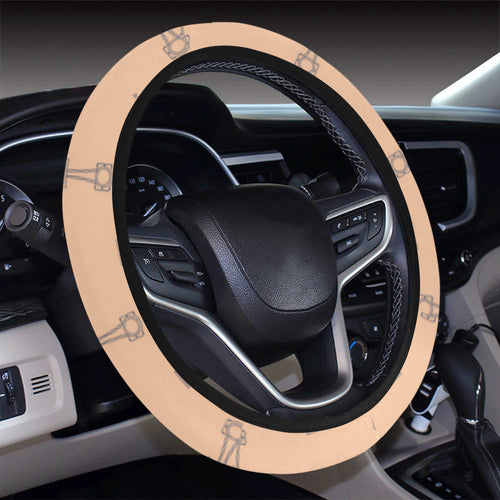 Engine Piston Cream Background Pattern Print Desig Car Steering Wheel Cover