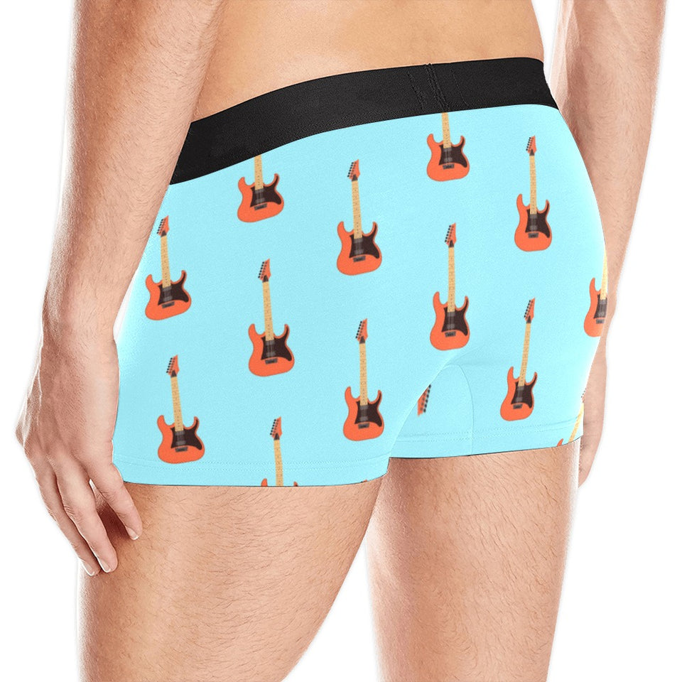 electric guitar pattern light blue background Men's All Over Print Boxer Briefs Men's Underwear