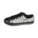 Anchors Rudders pattern Men's Low Top Canvas Shoes Black