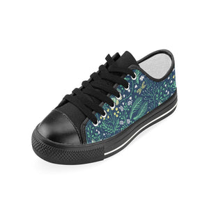 butterfly leaves pattern Kids' Boys' Girls' Low Top Canvas Shoes Black