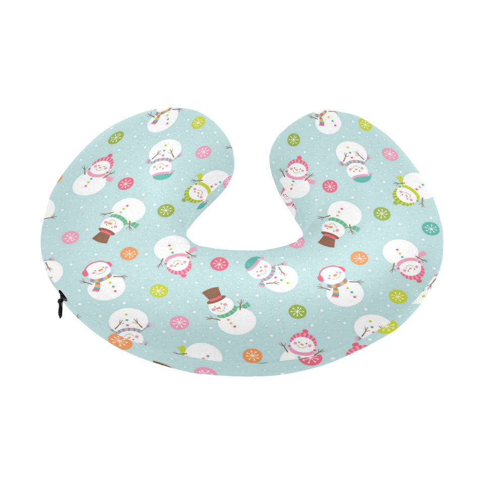 Cute snowman snowflake pattern U-Shaped Travel Neck Pillow