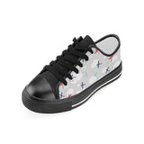 Airplane cloud grey background Women's Low Top Canvas Shoes Black