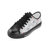 Airplane cloud grey background Kids' Boys' Girls' Low Top Canvas Shoes Black